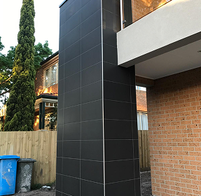 Exterior tiled column